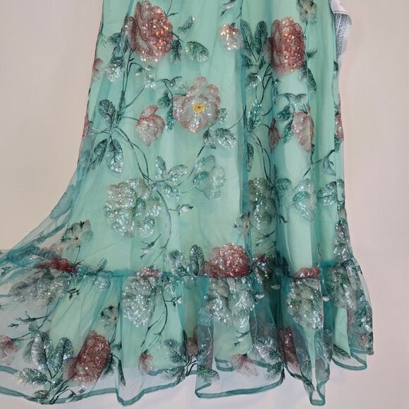 Dress The Population Carina Strapless Sweetheart Sequin Midi Dress Sz Large - Picture 6 of 14